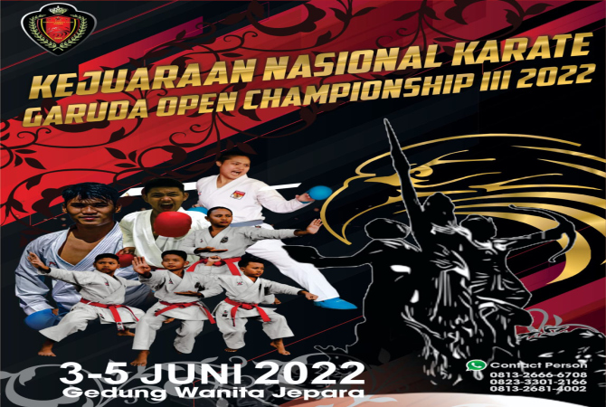 KEJURNAS: Kejuaraan Nasional Karate Garuda Open Championship III 2022 akan dilaksanakan DI Gedung Wanita Jepara pada 3-5 Juni 2022 mendatang. (DOK. RADAR KUDUS)