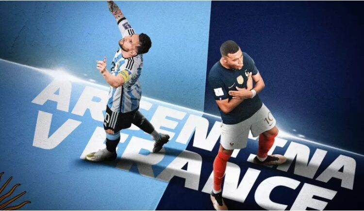 Lionel Messi dan Kylian Mbappe beradu tajam saat Argentina dan Prancis bertemu di final Piala Dunia 2022, Minggu (18/12) malam WIB (Fifa.com)