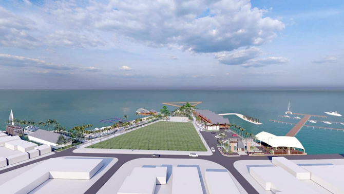 RENCANA: Desain Waterfront City Karimunjawa yang sempat terhenti karena pandemi, tahun depan diperkirakan mulai dibangun. (DISPORAPAR JATENG FOR RADAR KUDUS)