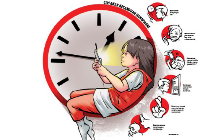 Illustrasi kecanduan gadget. (JAWAPOS.COM)