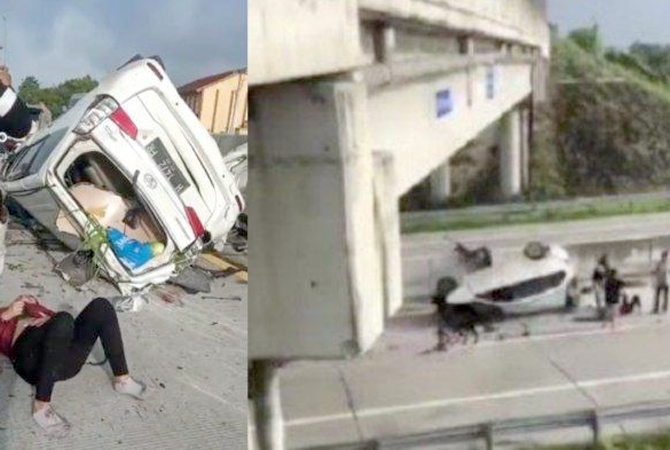 Kecelakaan di tol Ngawi-Solo tepatnya di Sragen. Dua orang tewas akibat kejadian ini. (Istimewa for Radar Kudus)