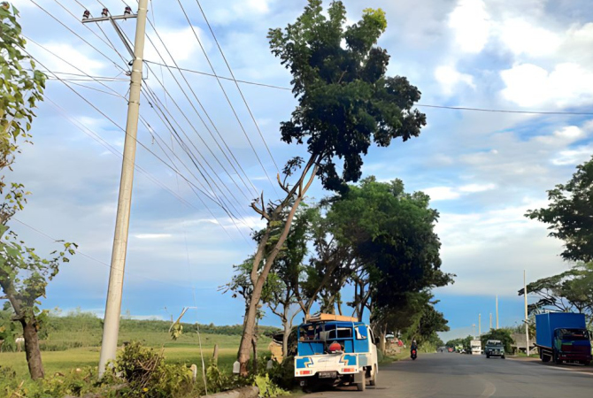 PENANGANAN: Petugas PLN sedang memperbaiki tiang listrik yang patah beberapa waktu lalu. (WISNU AJI/RADAR KUDUS)