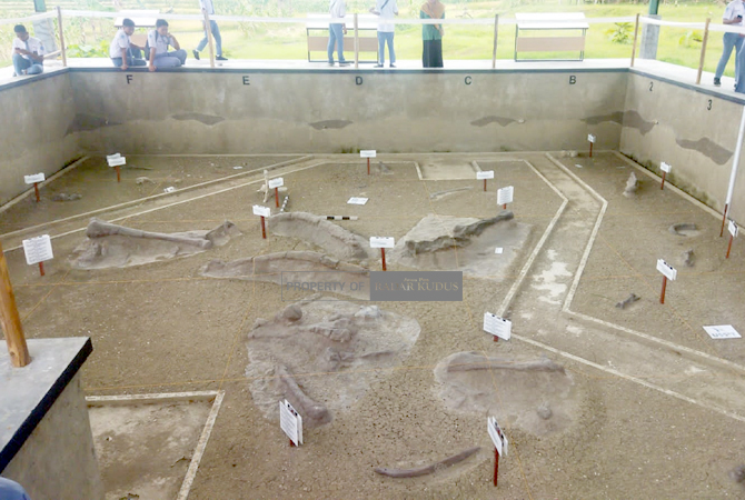 RAMAI: Sejumlah anak saat melihat museum lapangan Gajahan di Dusun Kuwojo, Desa Banjarejo, Kecamatan Gabus. (INTAN MAYLANI SABRINA/RADAR KUDUS)