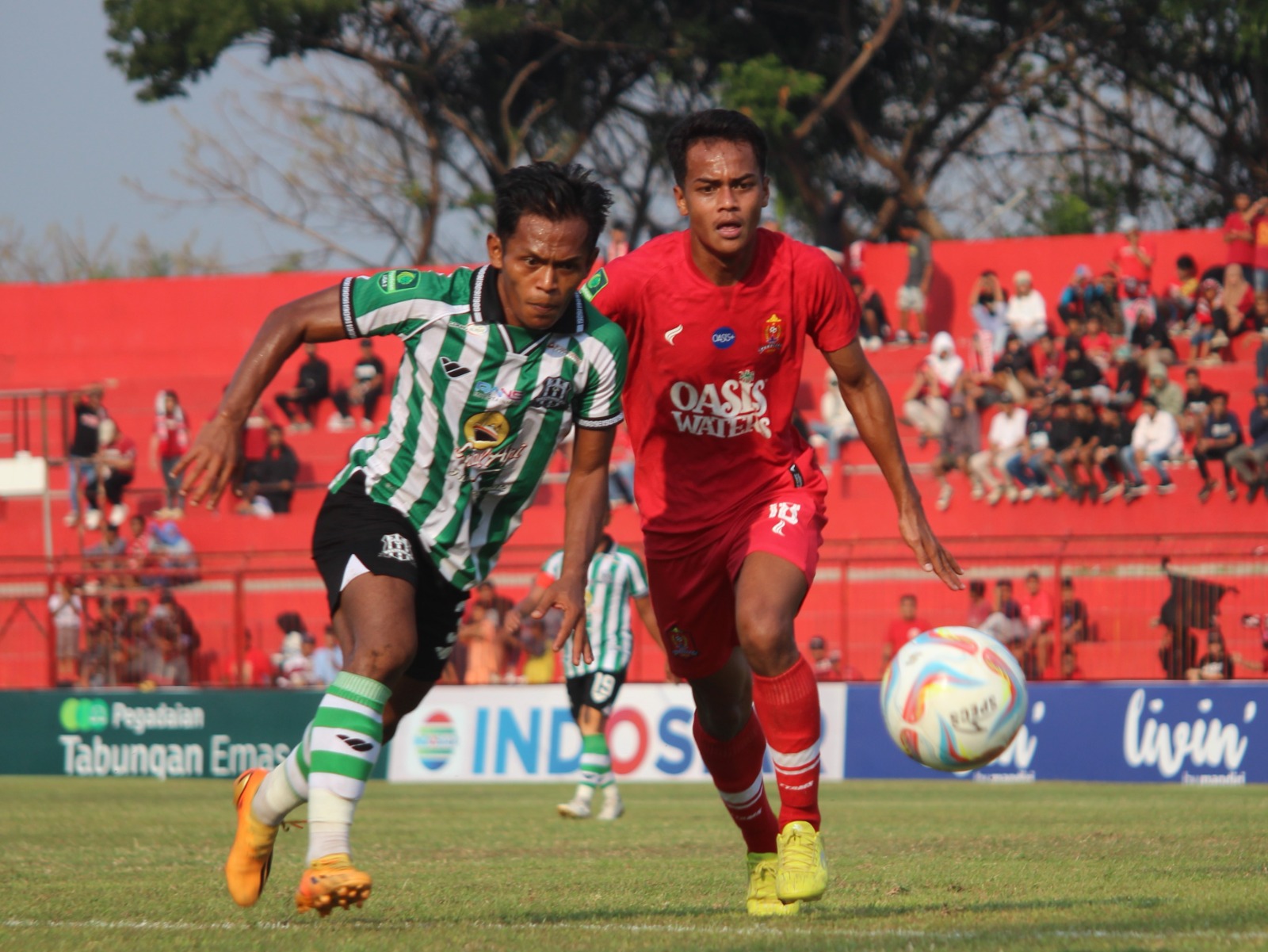 SENGIT: Pemain Persijap Jepara Ardi Maulana berebut bola dengan pemain Deltras FC dalam pertemuan kedua tim di putaran pertama Liga 2 (21/10) lalu. (MOH. NUR SYAHRI MUHARROM)