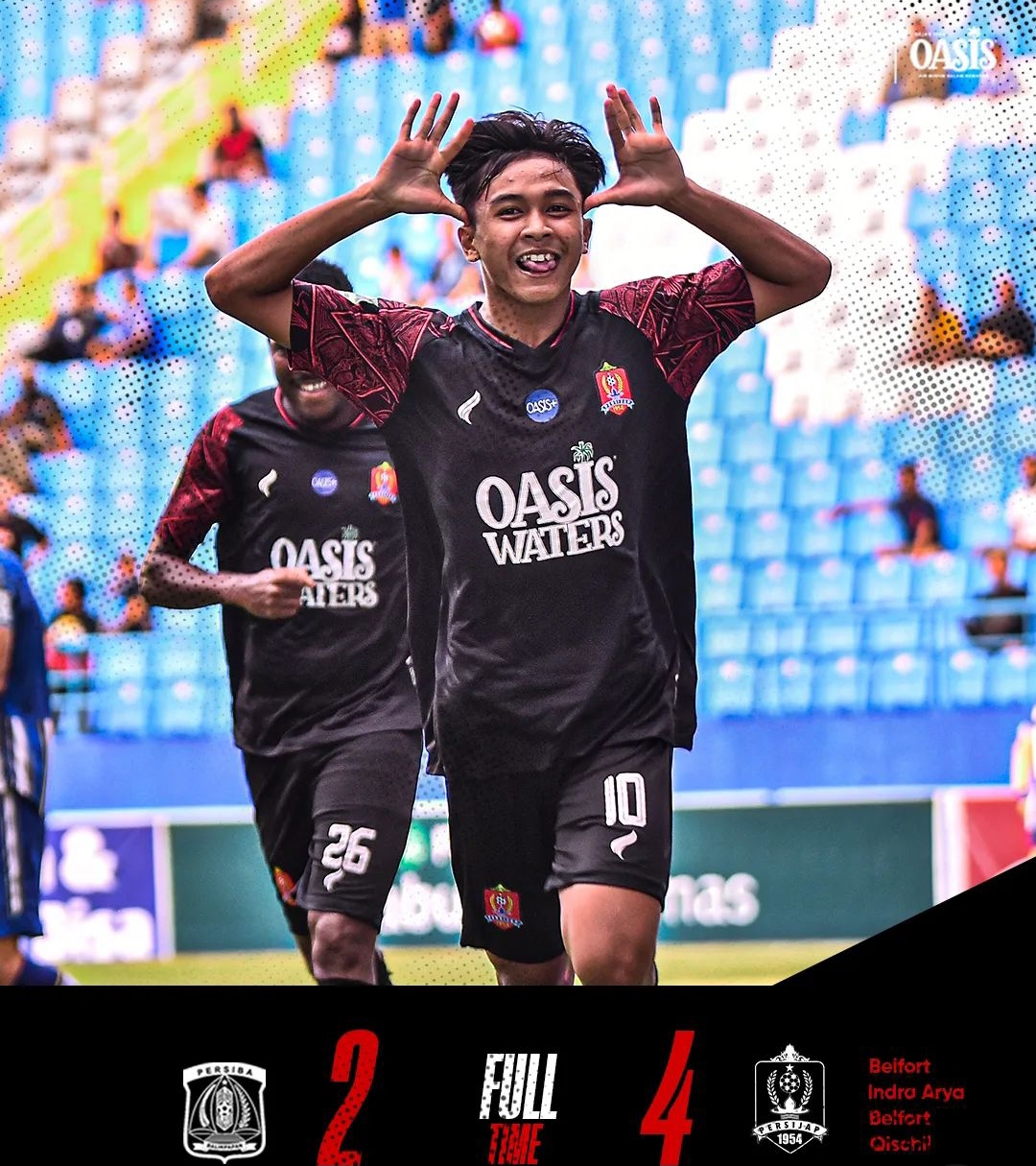 AMAN: Penggawa Persijap Jepara Indra Arya berselebrasi merayakan gol yang ia cetak ke gawang Persiba Balikpapan dalam laga lanjutan Liga 2 kemarin (27/1).&nbsp;(INSTAGRAM PERSIJAP JEPARA)