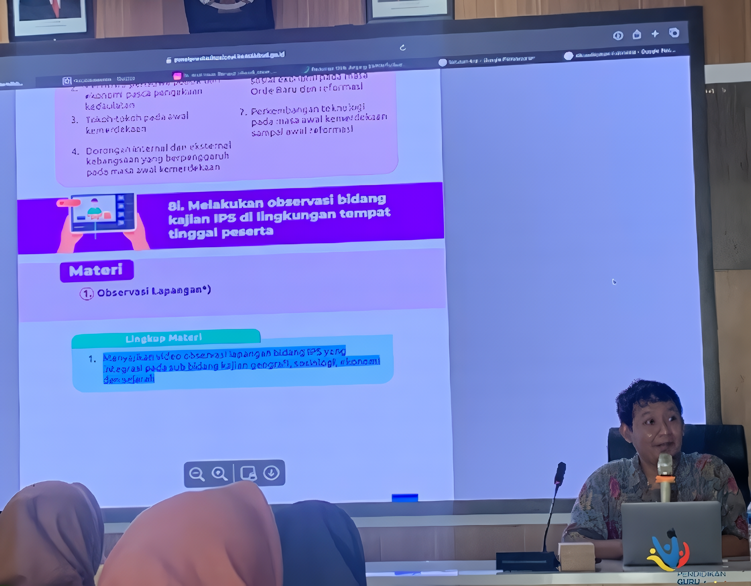 PERSIAPAN: Salah satu narsum menjelaskan materi bimbingan teknis bagi guru pembimbing OSN jenjang SMP 2024.