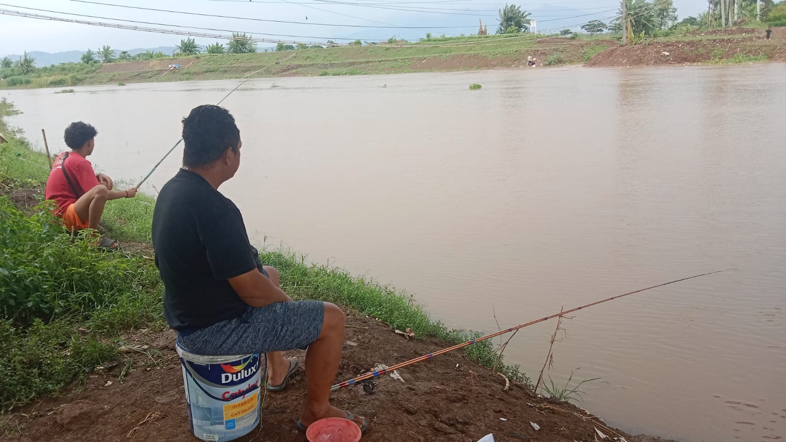 MASIH AMAN : Kondisi aliran Sungai Juwana di wilayah Kecamatan Gabus kemarin.