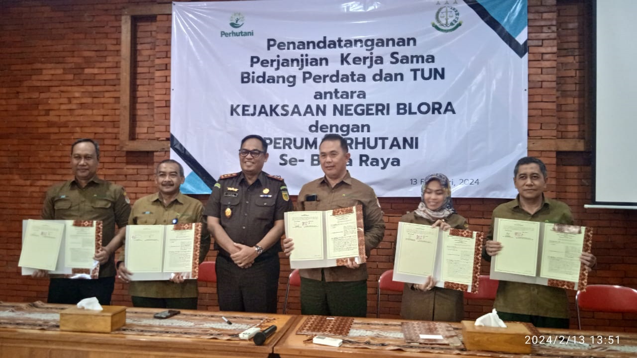 KERJA SAMA: Perhutani Kabupaten Blora kerja sama dengan Kejari Blora tekan kasus KHDPK baru-baru ini.