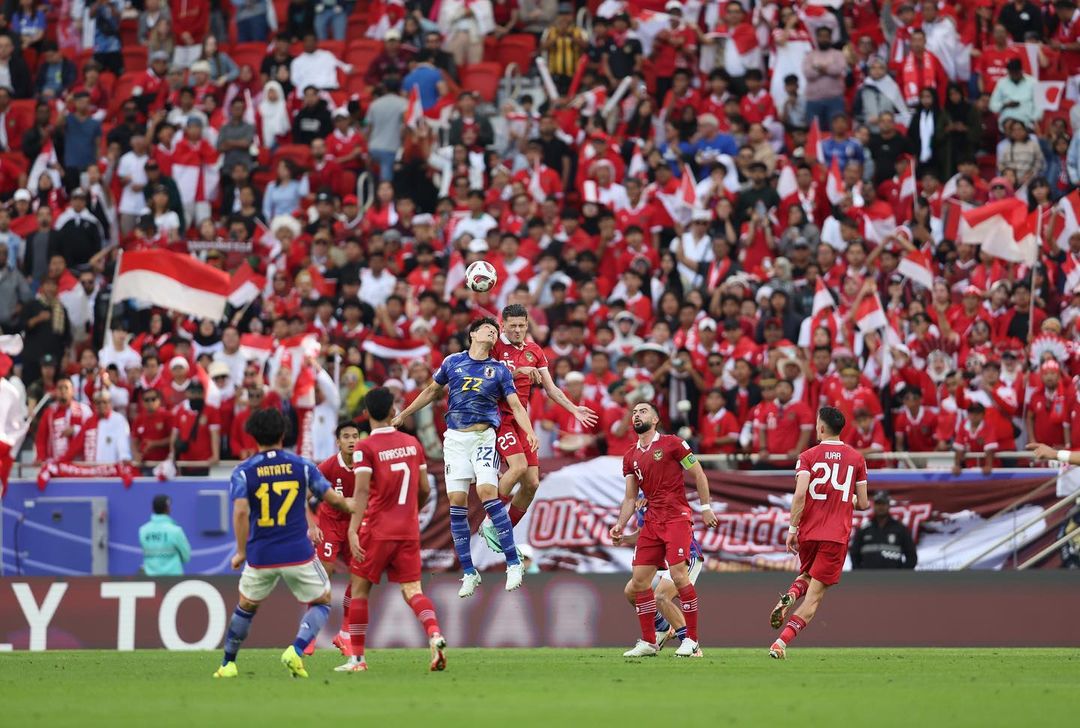 FULL SKUAD : Timnas Indonesia saat bermain di Piala Asia Qatar 2023 menghadapi Jepang. (DOKUMEN TIMNAS INDONESIA)