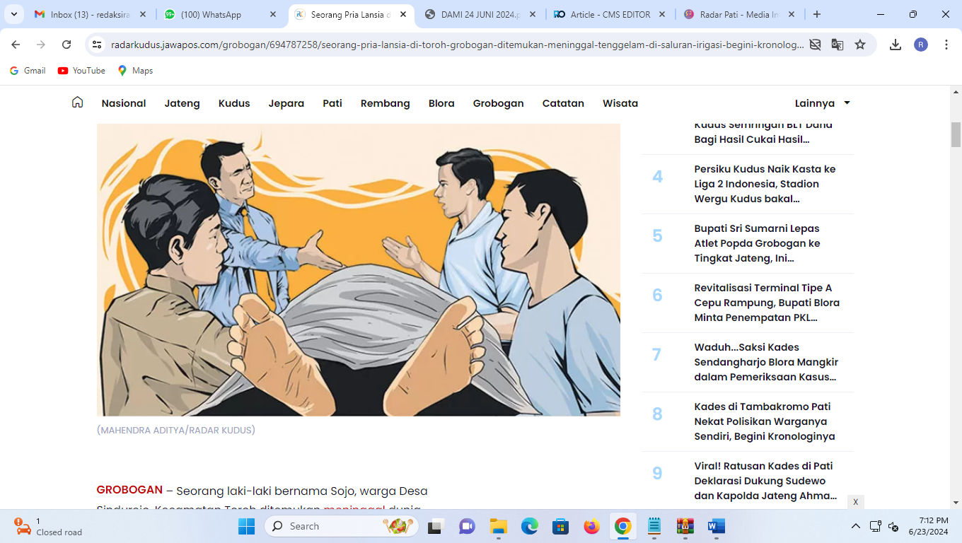 ILUSTRASI: PENEMUAN MAYAT. (MAHENDRA/RADAR KUDUS)