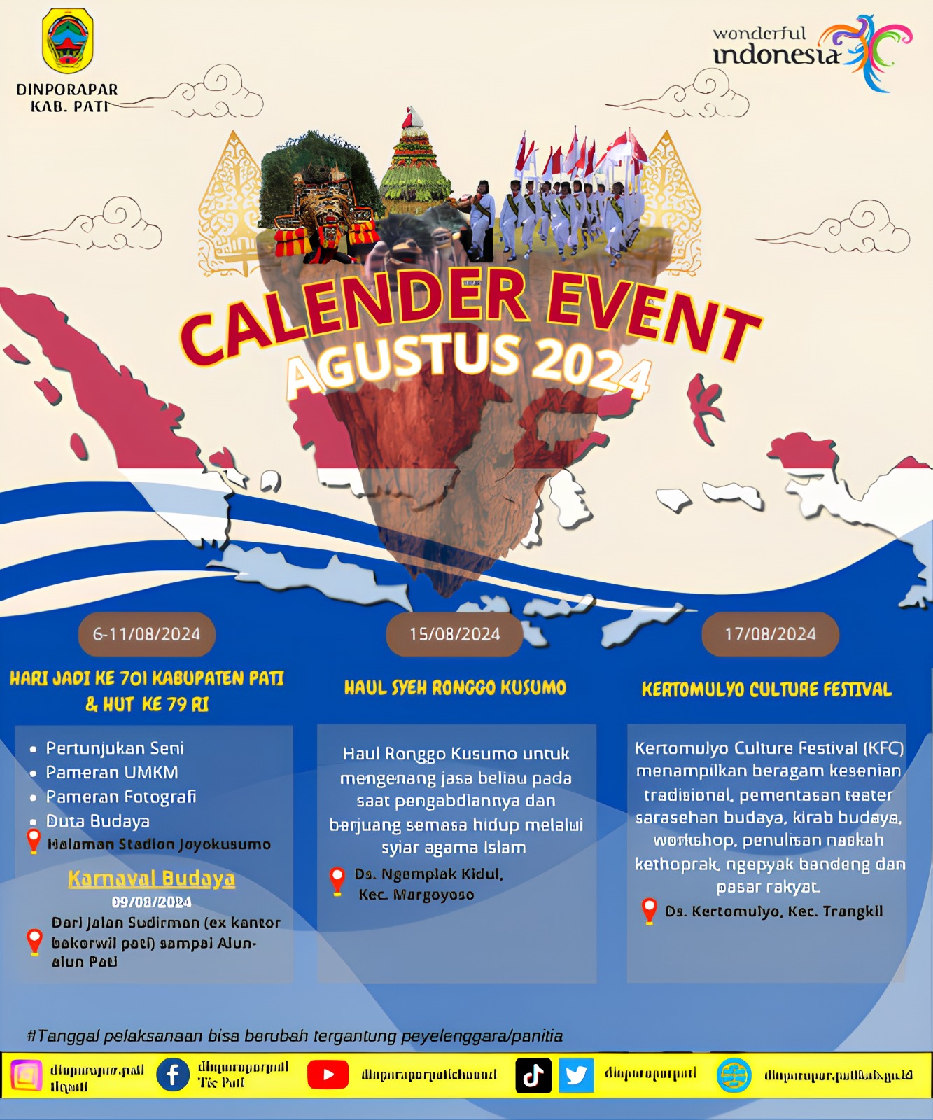 Kalender even bulan Agustus 2024 di Kabupaten Pati. (DINPORAPAR PATI)