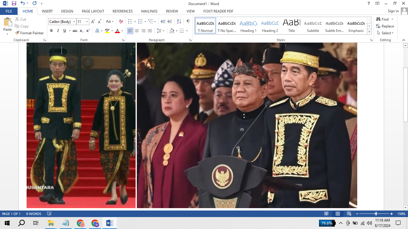 UPACARA KEMERDEKAAN: Presiden RI Joko Widodo, Presiden Terpilih Prabowo Subianto , Ketua DPR RI Puan Maharani. (foto ka). Presiden Jokowi bersama Ibu Iriana. (foto ki).