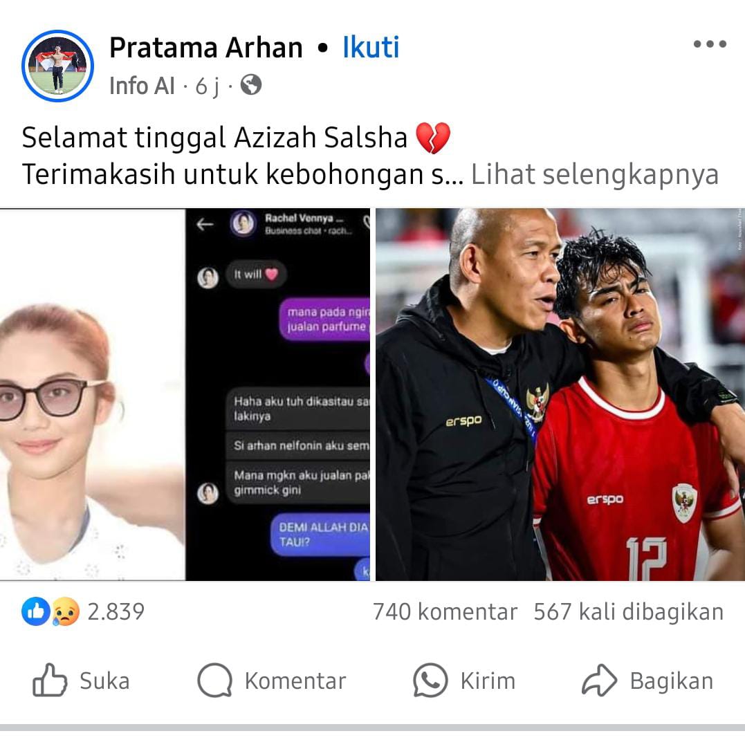 UCAPKAN SELAMAT TINGGAL: AKun Pratama Arhan dibanjiri dukungan netizen.