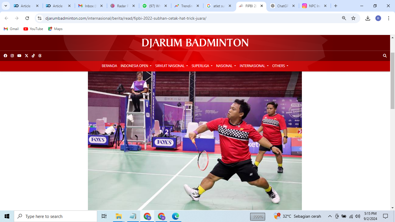 BANGGA: Pasangan ganda campuran parabadminton Indonesia Subhan/Rina sumbang perunggu. (sumber: Djarum)