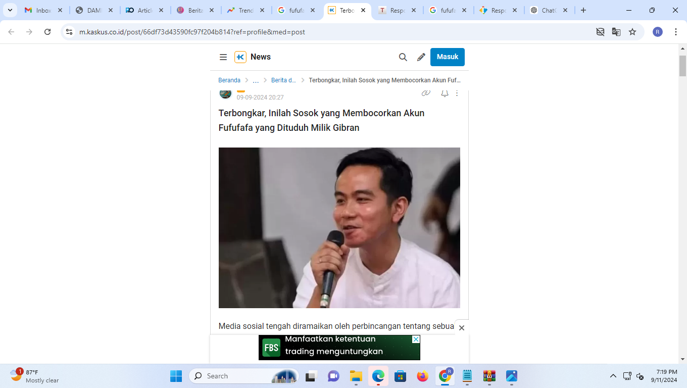 DIKAITKAN FUFUFAFA: Wakil Presiden terpilih Gibran Rakabuming. (istimewa)