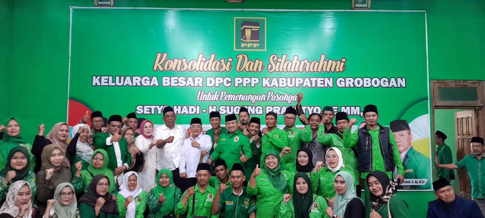 SOLID &ndash; Jajaran pengurus DPC, PAC dan Banom PPP Grobogan solid dukungan paslon Setyo Hadi &ndash; Sugeng Prasetyo untuk memenangkan dalam Pilkada Grobogan Tahun 2024. SIROJUL MUNIR/RADARPATI.ID