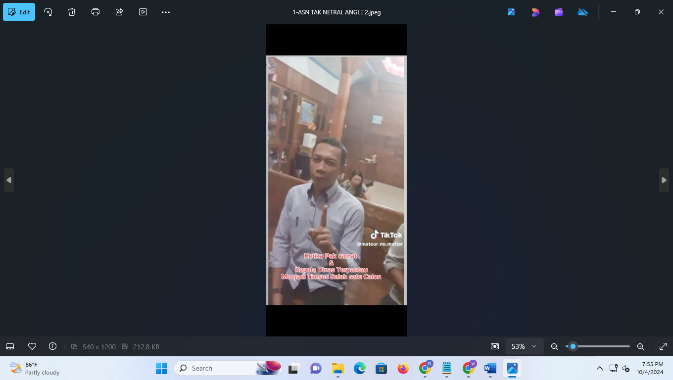 TIDAK NETRAL: Tangkapan layar ASN menunjukkan simbol dukungan ke salah satu paslon Pilkada Pati. (TANGKAPAN LAYAR VIDEO VIRAL)