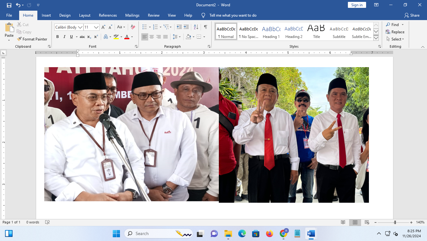 Paslon 01 Sudewo-Chandra (kiri), Paslon 02 Wahyu-Suharyono (kanan).