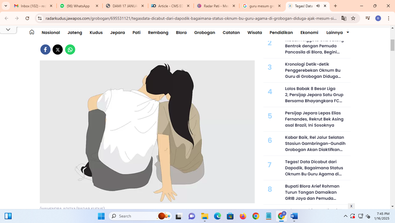 Ilustrasi; Kekerasan seksual. (Mahendra/Radar Kudus)