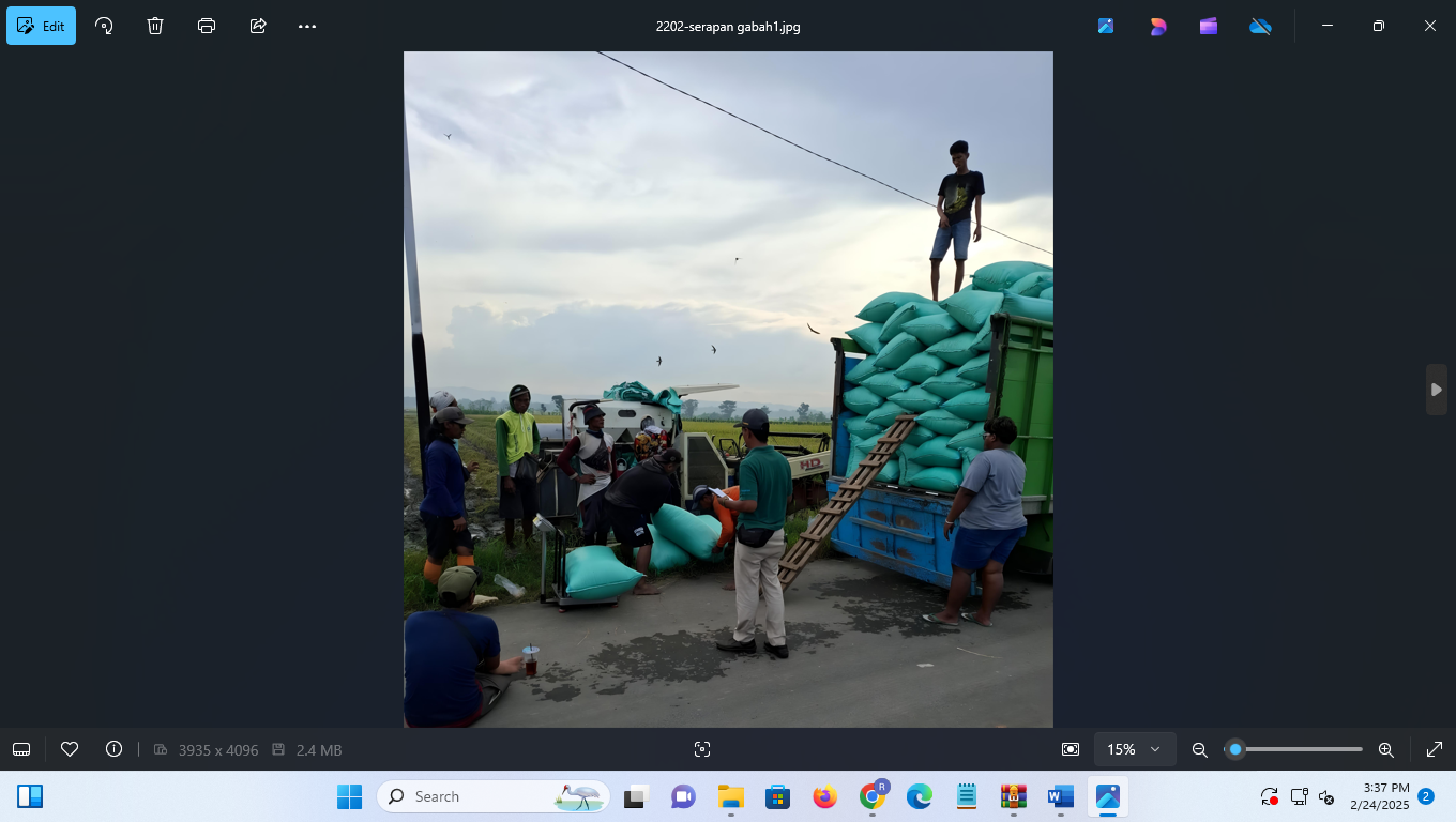 DIJUAL: Gabah petani di wilayah Kayen mulai diambil pembeli akhir pekan lalu.  (ANDRE FAIDHIL FALAH/RADAR PATI)
