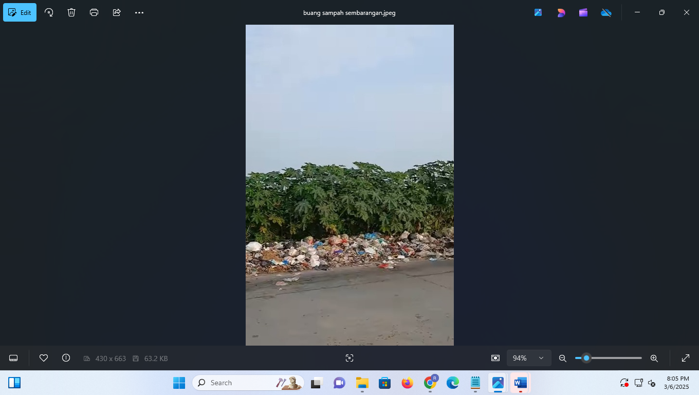 Kondisi sampah yang dibuang di sungai.