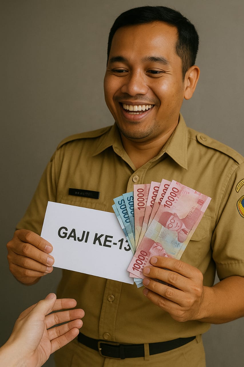 Ilustrasi Seorang PNS Menerima Gaji ke 13