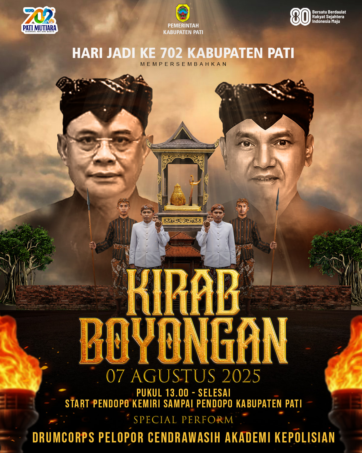 Poster Kirab Boyongan yang akan menjadi prosesi utama peringatan hari jadi ke-702 Kabupaten Pati. (DISKOMINFO PATI)