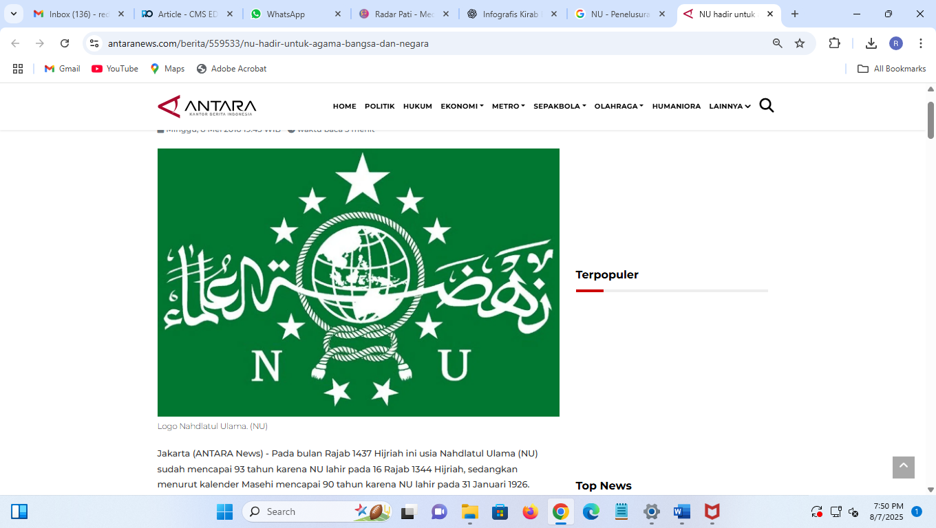 Ilustrasi: Logo NU.