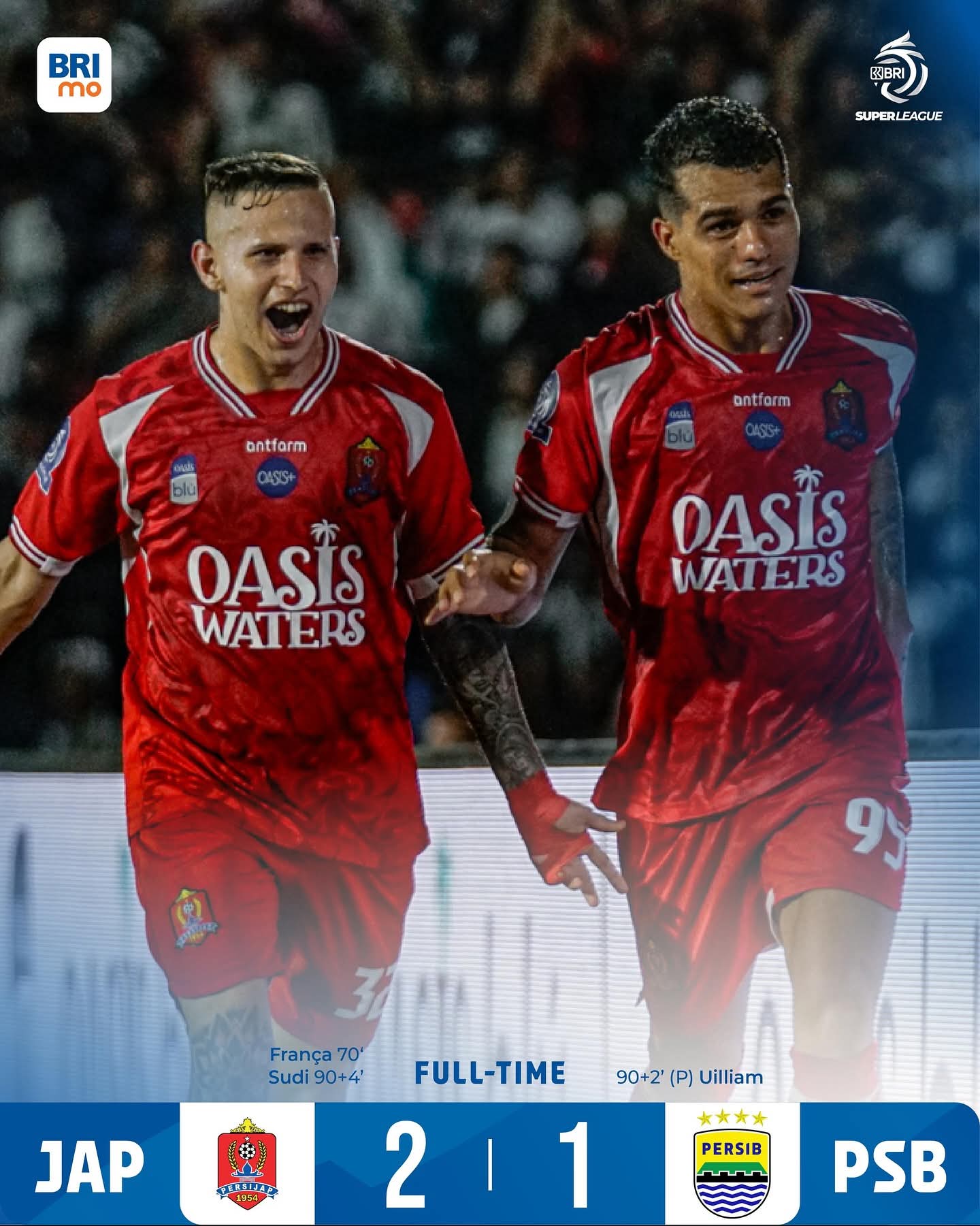 Carlos Franca (kanan) merayakan golnya ke gawang Persib Bandung. (FB LIGA 1)