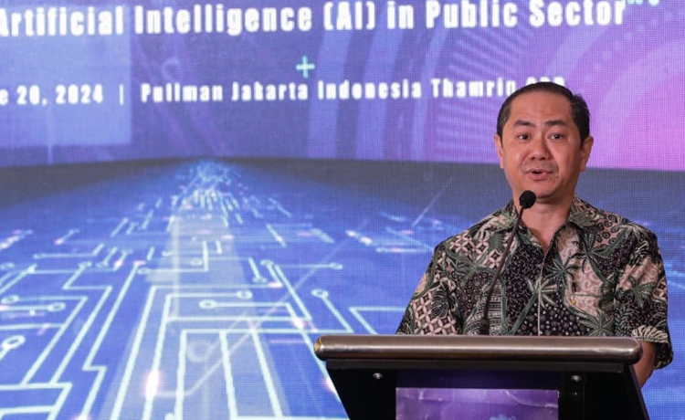 Direktur Multipolar Technology Yugi Edison berbicara mengenai perkembangan teknologi kecerdasan buatan (AI)