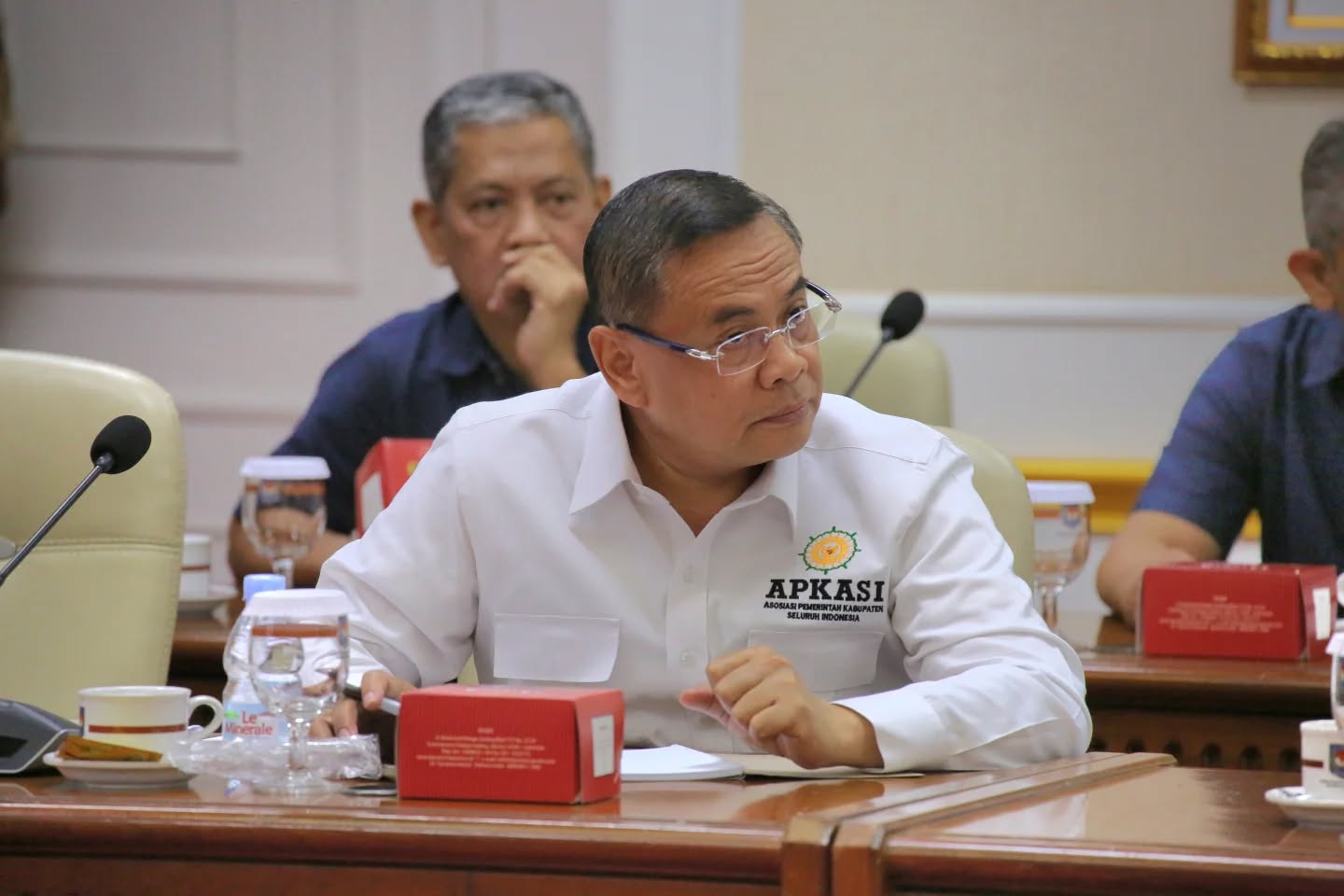 Bupati Pati Sudewo saat audiensi ke Mendagri bersama dengan Ketua dan Dewan Pengurus Apkasi terkait dana transfer daerah di Jakarta. (HUMAS PATI)