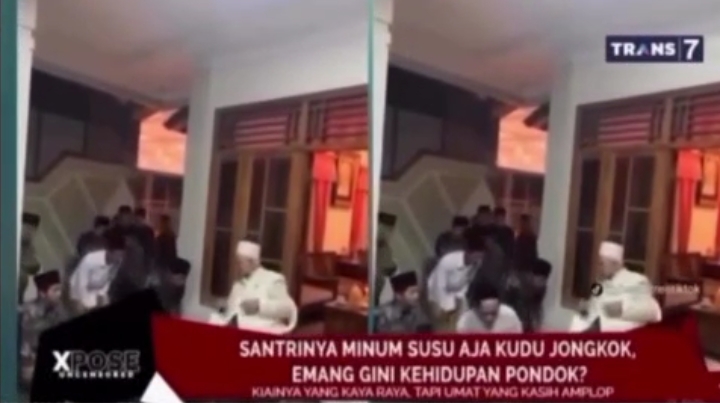 Capture tayangan program Expose Uncensored dari Trans7 yang dinilai melecehkan kiai.