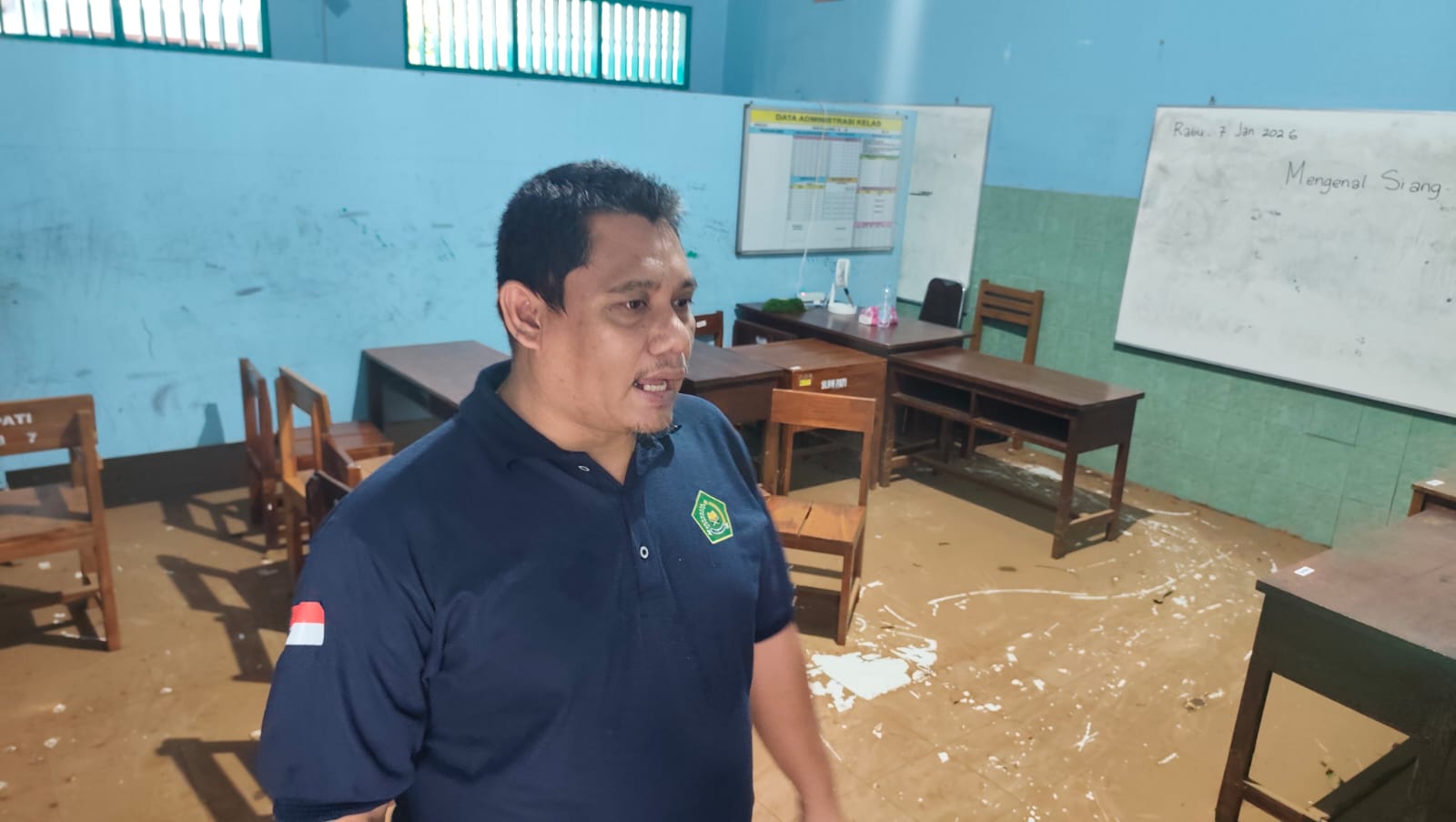 Kondisi memprihatinkan terlihat di Sekolah Luar Biasa Negeri (SLBN) Pati, Selasa (13/1/2026), pascabanjir. (ACHMAD ULIL ALBAB/RADAR KUDUS)