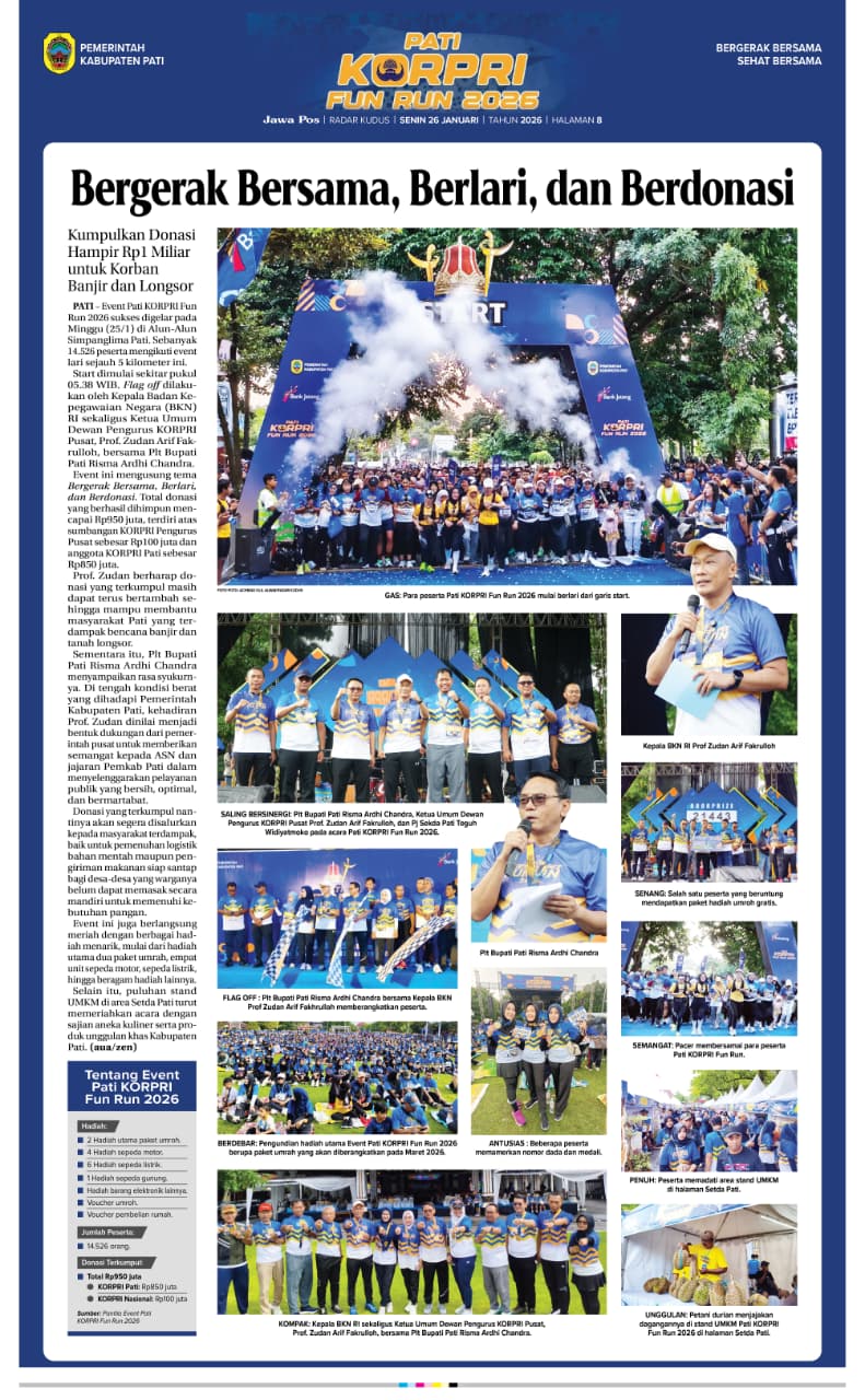 Halaman edisi khusus PATI KORPRI FUN RUN 2026.