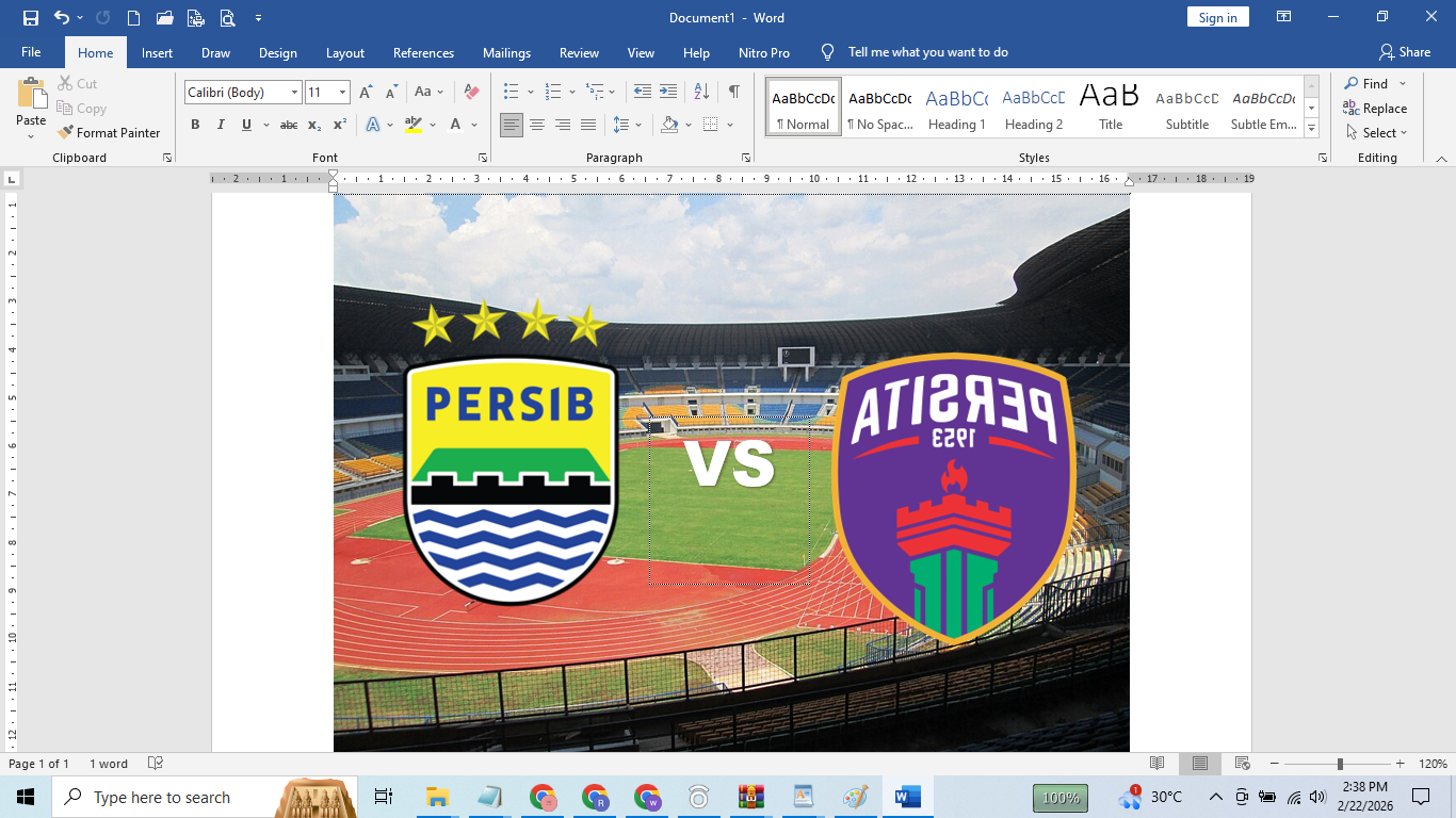 Persib Bandung vs Persita Tangerang.