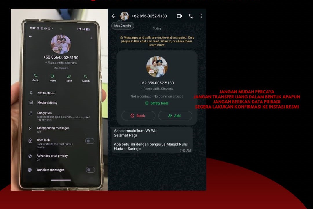 Modus penipuan dengan mencatut Plt Bupati Pati Risma Ardhi Chandra. (HUMAS PATI)