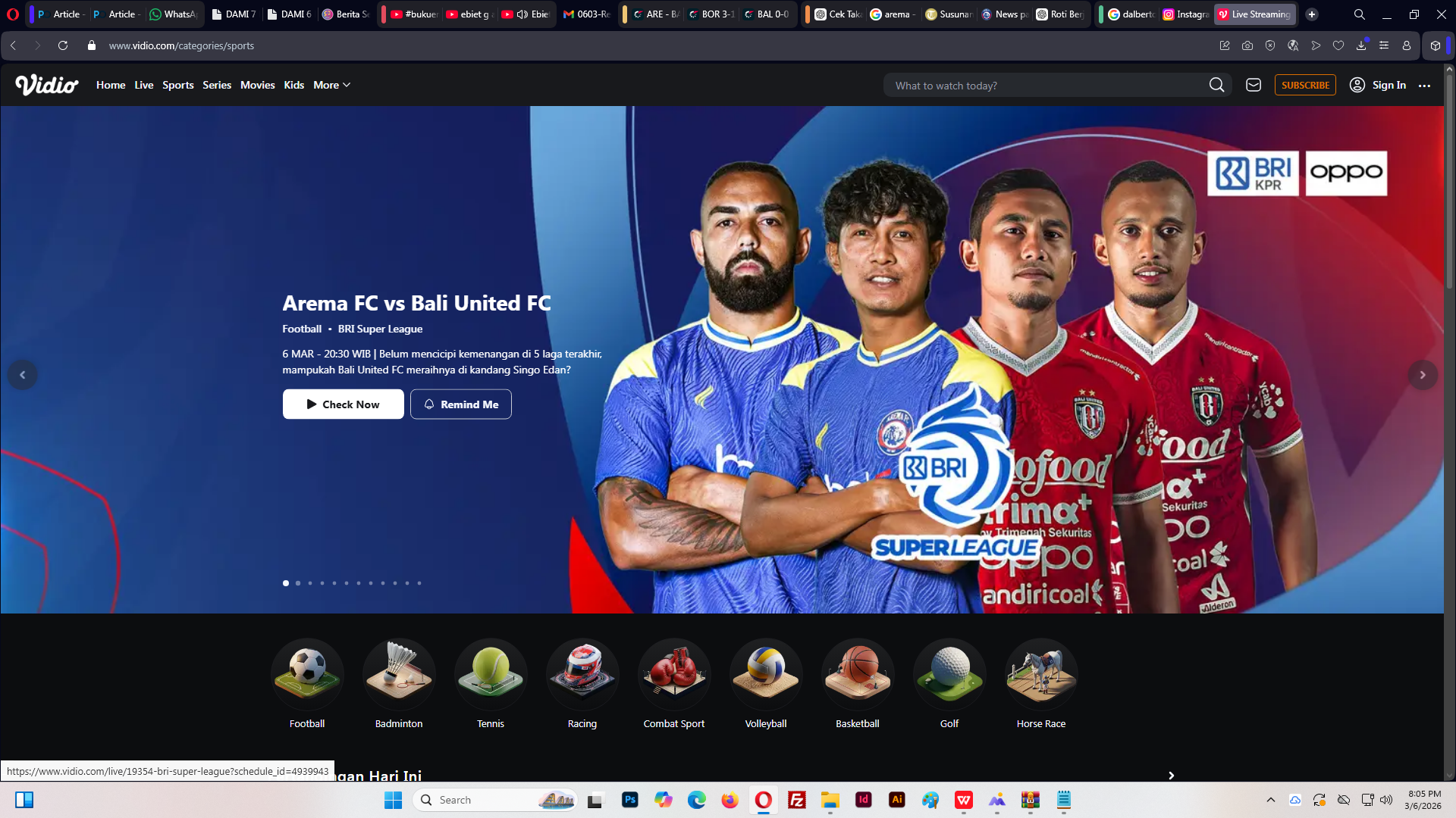 Arema FC Vs Bali United