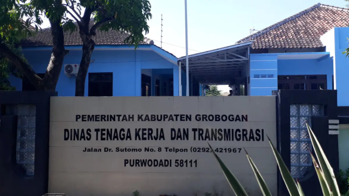 Dinas Tenaga Kerja dan Transmigrasi (Disnakertrans) Kabupaten Grobogan. (ISTIMEWA/RADAR PATI)
