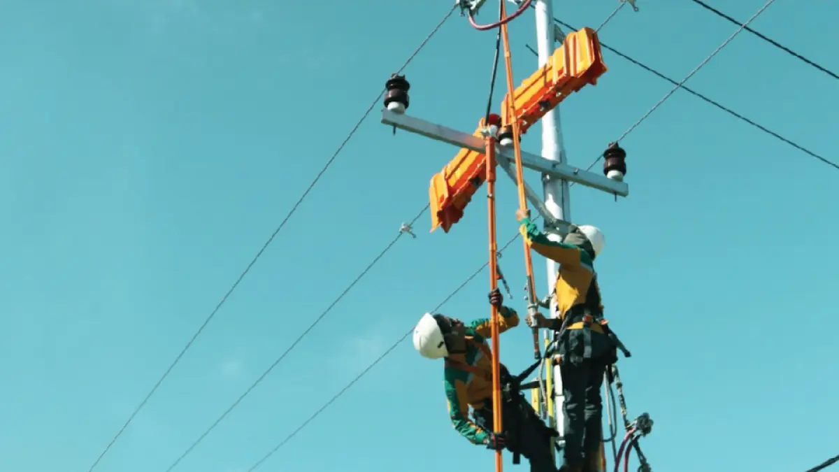Petugas PLN melakukan perawatan jaringan secara rutin. (PT PLN UNTUK RADAR PATI)
