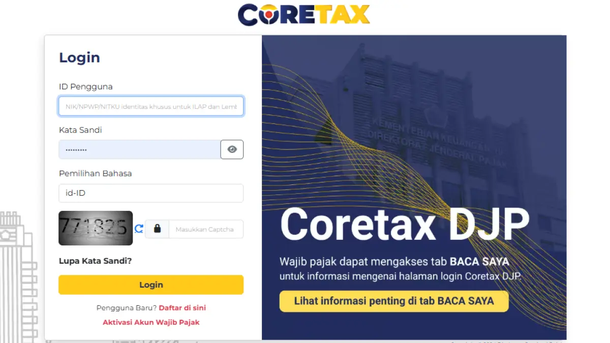 Coretax DJP untuk melapor SPT. 