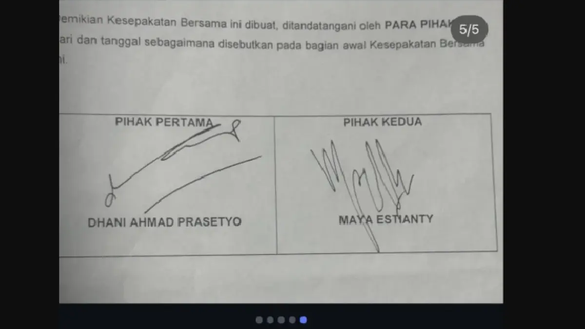 Unggahan kesepakatan Dhani dan Maia. (IG Ahmad Dhani)

