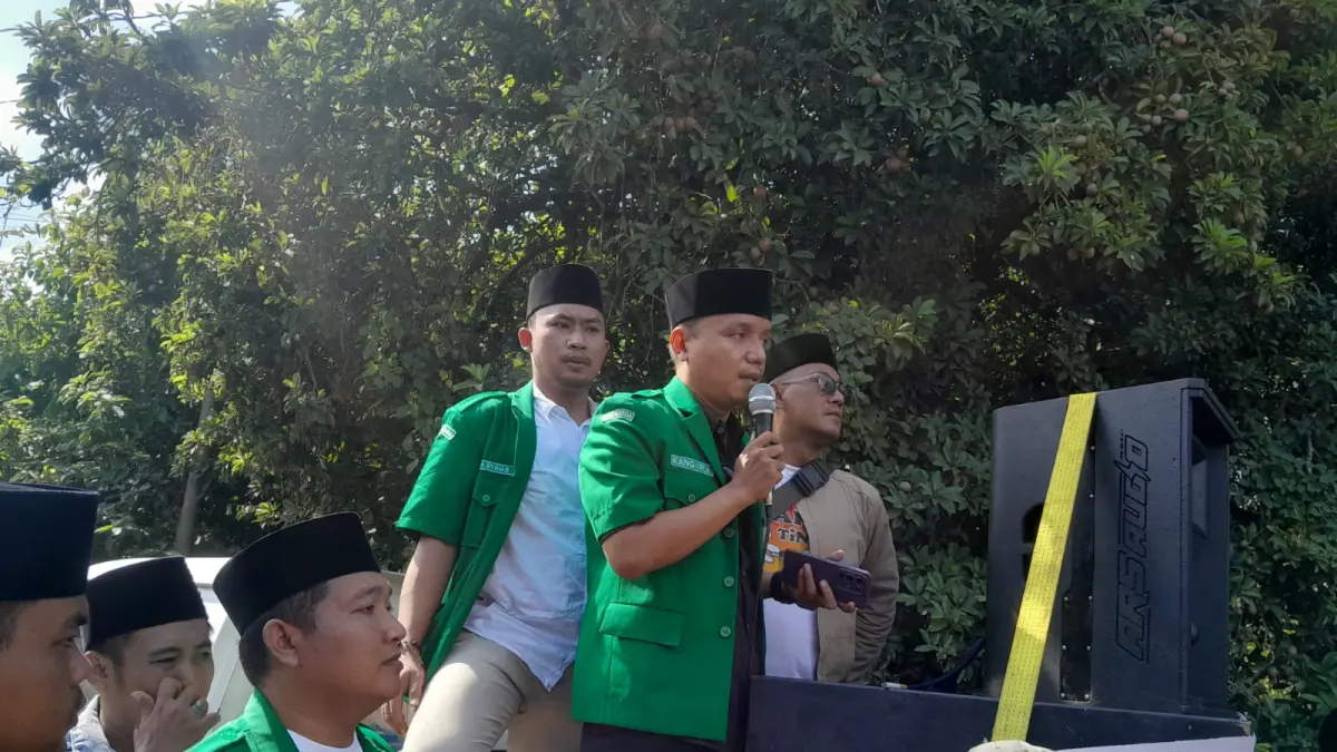 GP PC Ansor Pati turut berunjuk rasa terhadap kasus dugaan pencabulan di ponpes Ndolo Kusumo, Tlogowungu Pati. (DOK Ansor Pati)