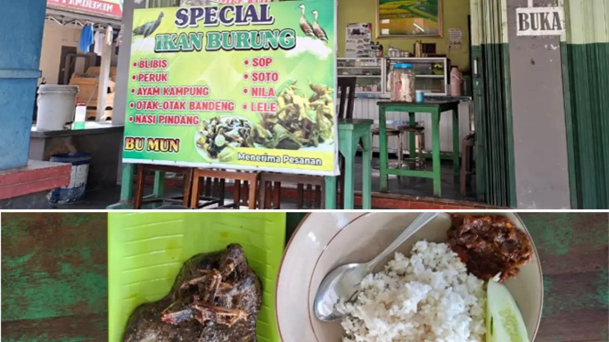 NIKMAT: Penampakan menu ikan burung peruk yang disajikan bersama nasi hangat, sambal trasi, dan timun sebagai lalapan. (ANDIKA TRISNA/RADAR PATI)