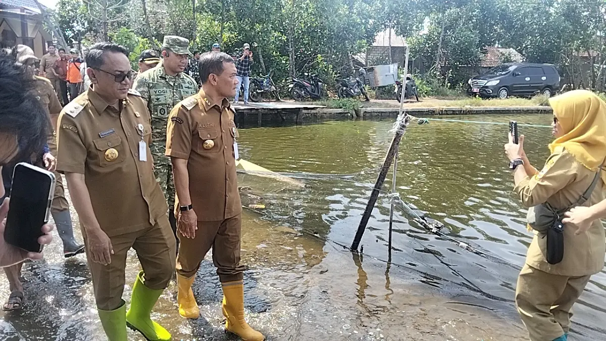 
DICEK: Pemprov Jateng bersama Pemkab Pati meninjau banjir rob di Desa Tunggulsari, Tayu. (ANDRE FAIDHIL FALAH/RADAR PATI)