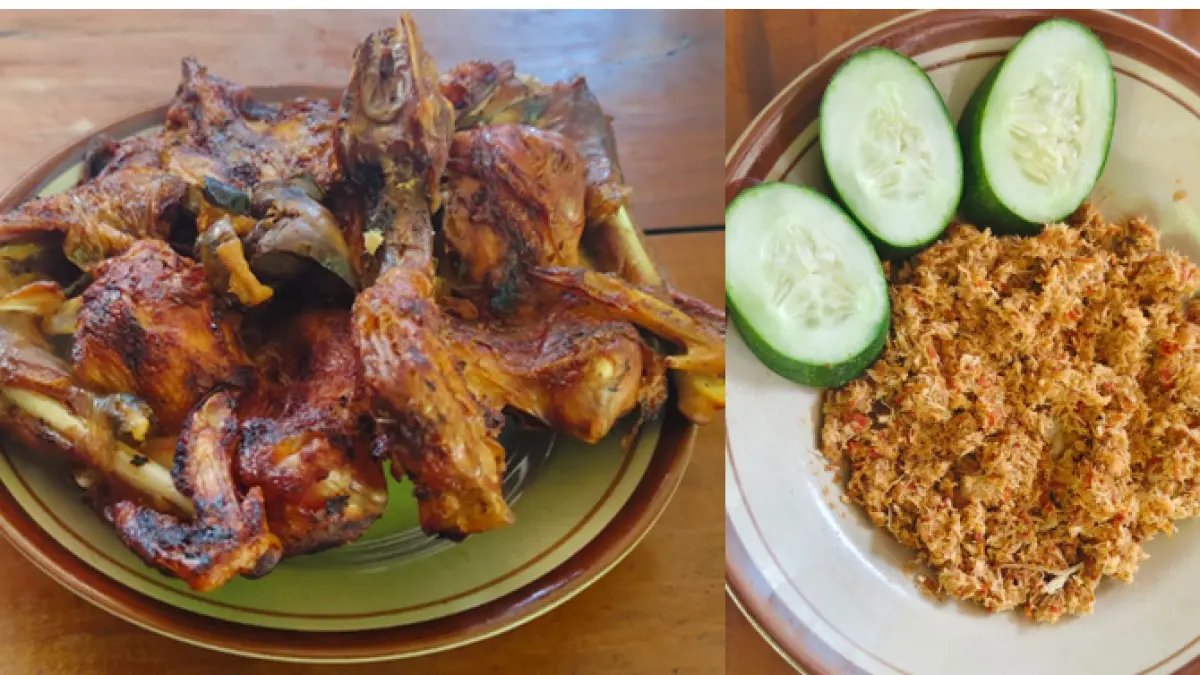 Ayam goreng dengan sambal urap. (S. MUNIR/RADAR PATI)
