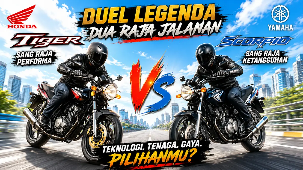 DUEL MOTOR LEGENDARIS: Honda TIger Vs Yamaha Scorpio. (AI/ABD ROCHIM)