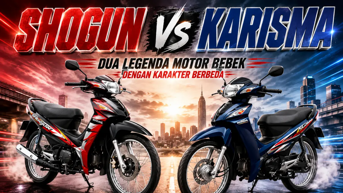 DUEL: Sepeda motor Suzuki Shogun vs Honda Karisma. (AI)