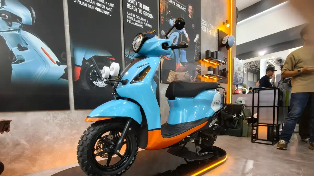 Yamaha Filano kolaborasi dengan Kahf menghadirkan modifikasi bergaya adventure. (JawaPos.com)