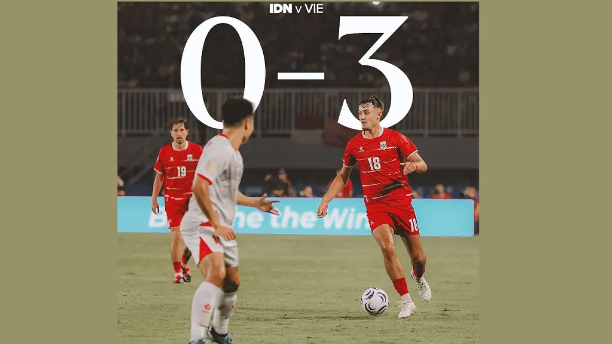 Timnas Indonesia takluk dari Vietnam 0-3 di Stadion Pakansari Bogor, Senin (4/8). 