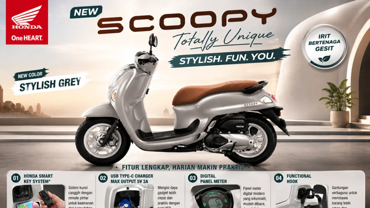 Sepeda motor skuter matic Honda Scoopy tampil lebih retro dan timeless. (AHM/AI/ABD. ROCHIM)